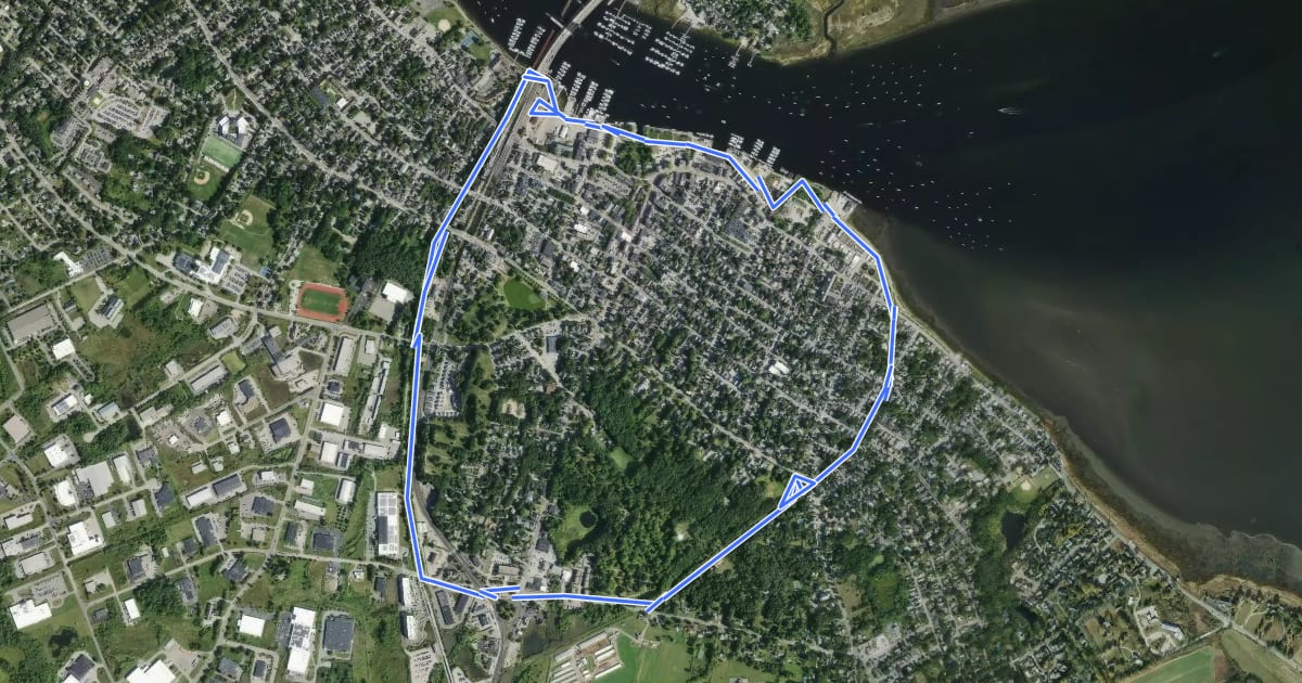 Маршрут Clipper City Rail Trail на спутниковом снимке