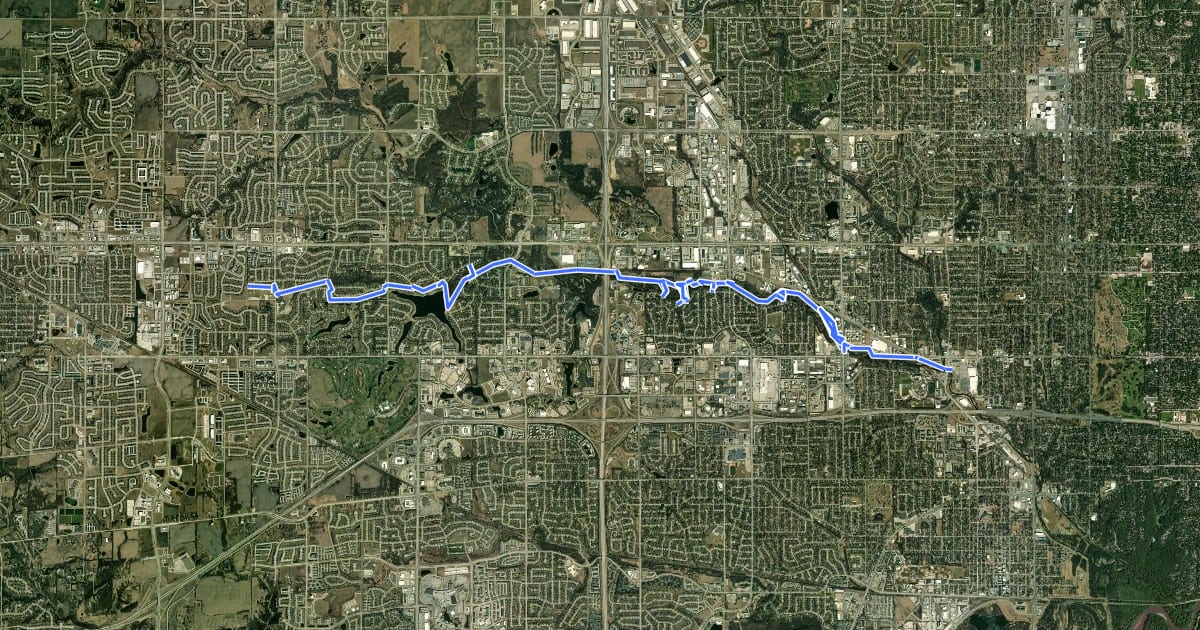 Маршрут Clive Greenbelt Trail на спутниковом снимке