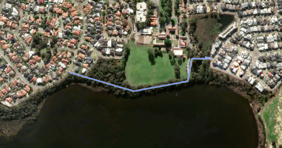 Маршрут Clontarf Shared Path на спутниковом снимке