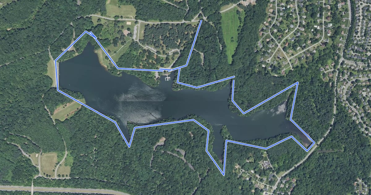 Маршрут Clopper Lake - Lake Shore на спутниковом снимке