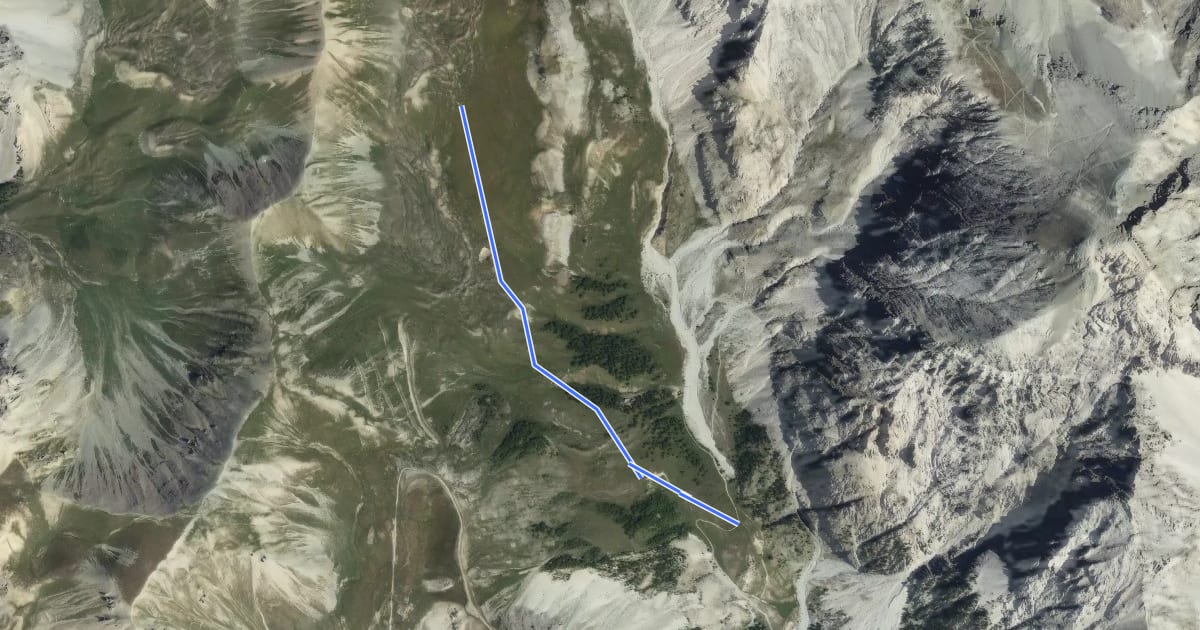 Маршрут Clot des Fonds - Plateau des Baïsses на спутниковом снимке
