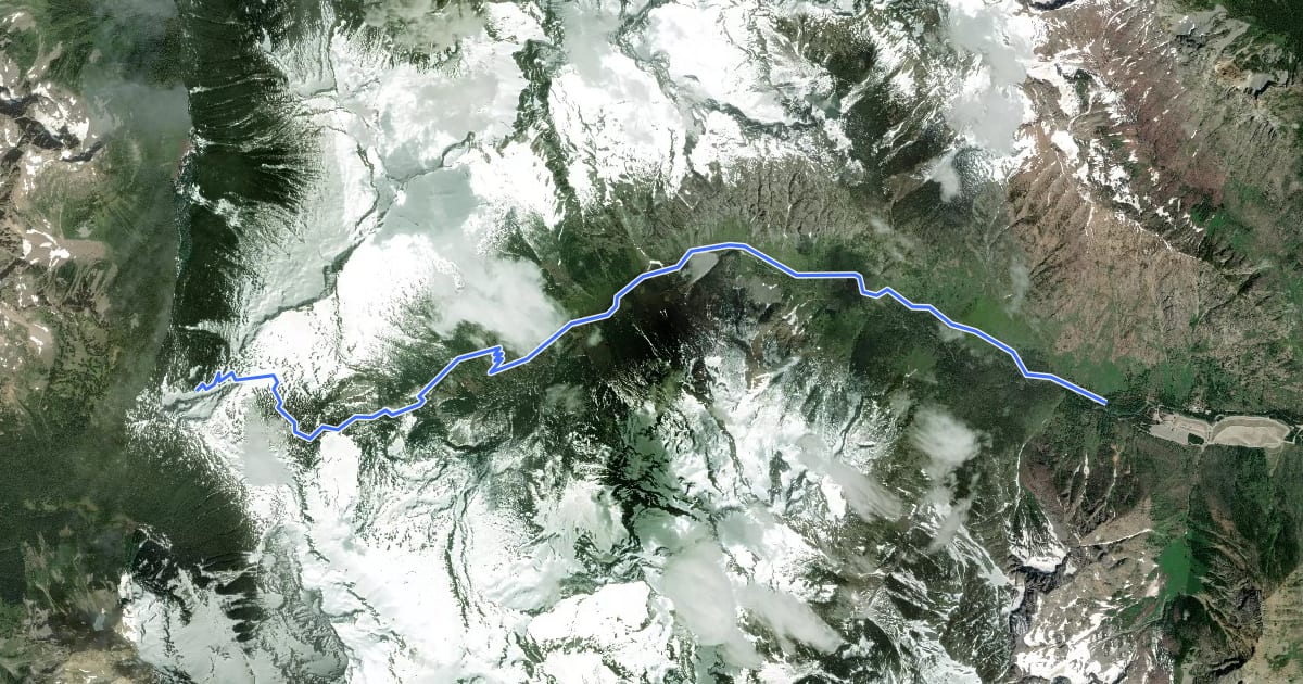 Маршрут Cloudy Pass Trail на спутниковом снимке