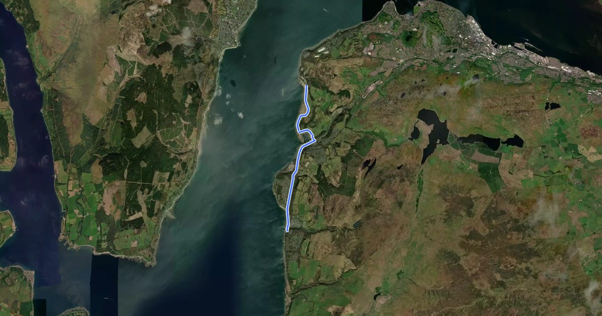 Маршрут Clyde Coastal Path: 1A: 1 Wemyss Bay to Lunderston Bay на спутниковом снимке