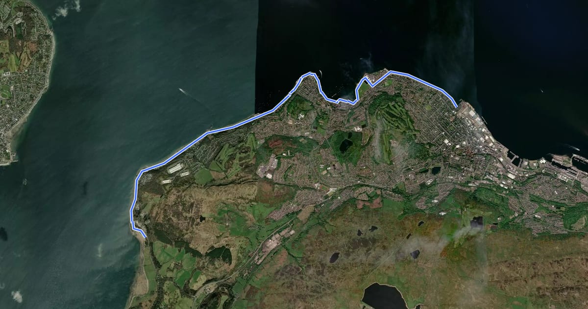 Маршрут Clyde Coastal Path: 1A: 2 Lunderston Bay to Greenock Esplanade на спутниковом снимке