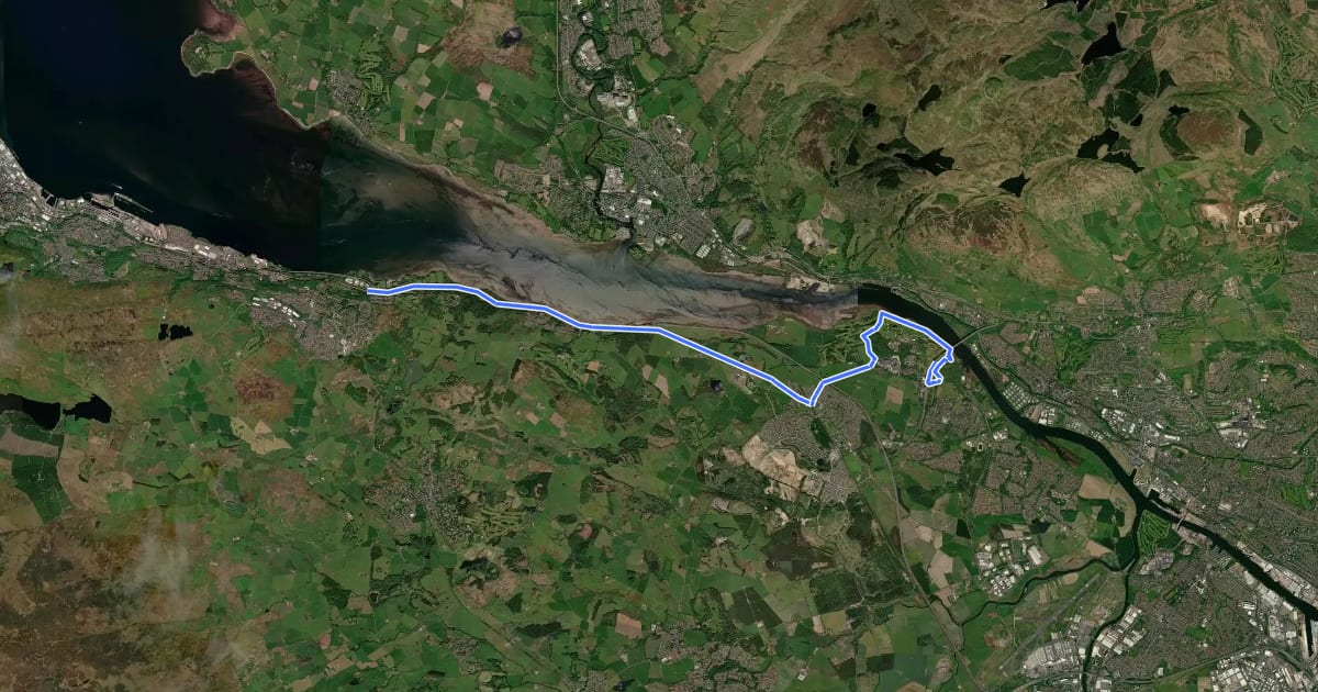 Маршрут Clyde Coastal Path: 2: 6 Woodhall Roundabout to Erskine Bridge на спутниковом снимке