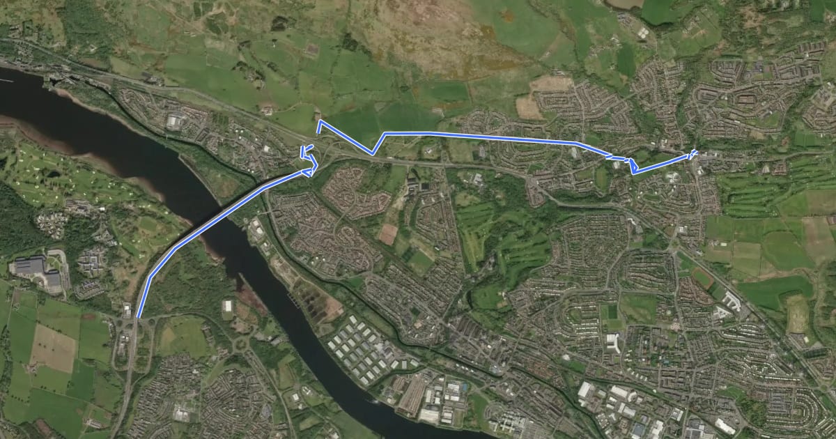 Маршрут Clyde Coastal Path: 3: 7 Erskine Bridge to Hardgate на спутниковом снимке