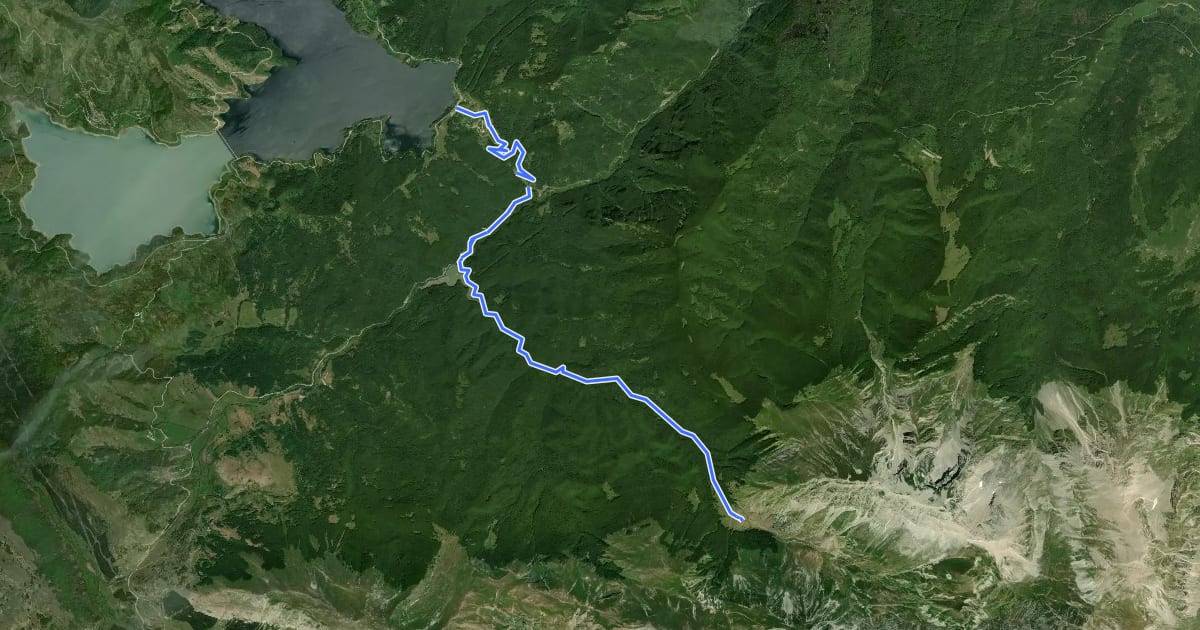 Маршрут CNP - 23 - Lago di Campotosto - Rifugio Fioretti на спутниковом снимке