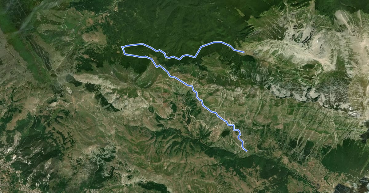 Маршрут CNP - 24 - Rifugio Fioretti - San Pietro della Ienca на спутниковом снимке