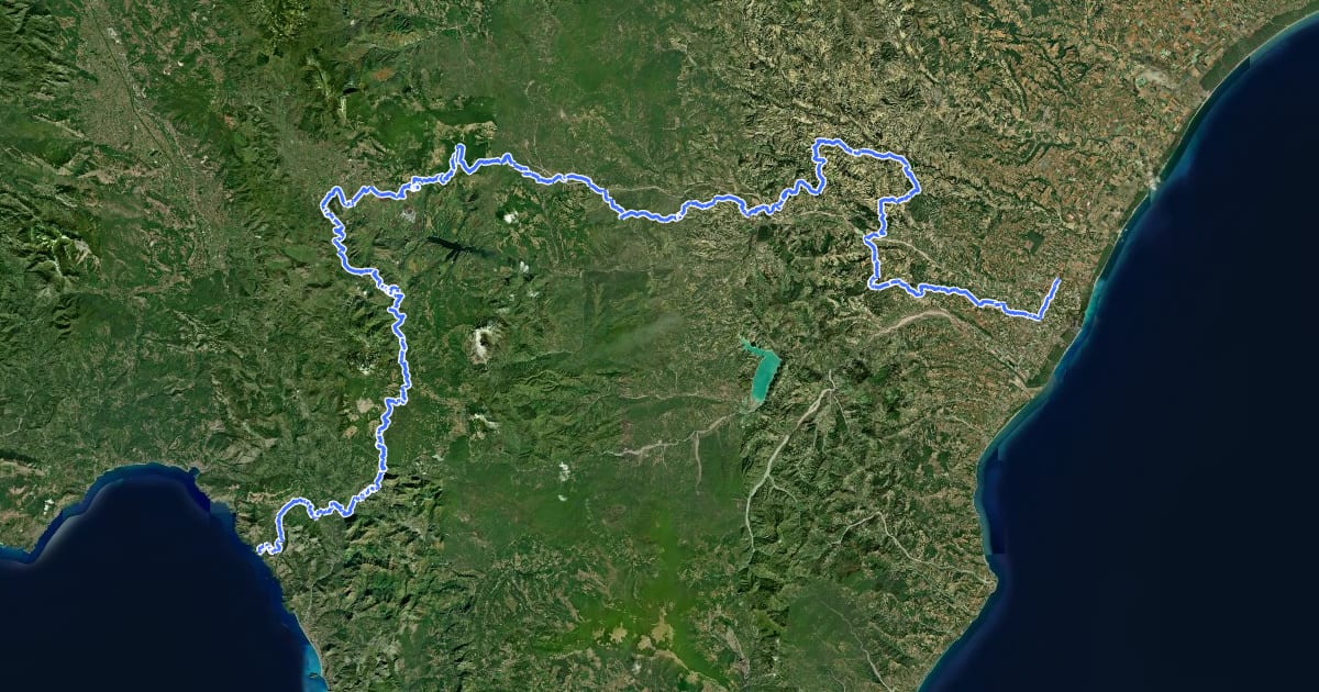 Маршрут Coast 2 Coast Basilicata MTB на спутниковом снимке