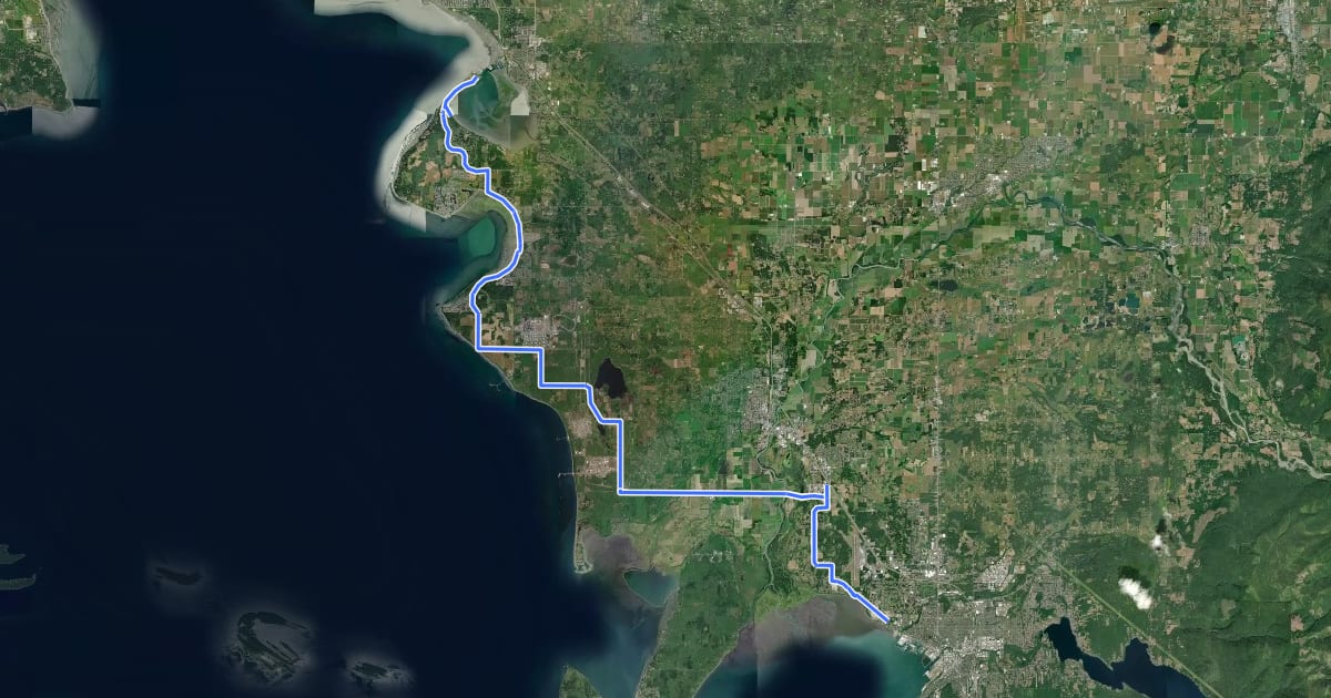 Маршрут Coast Millennium Trail на спутниковом снимке