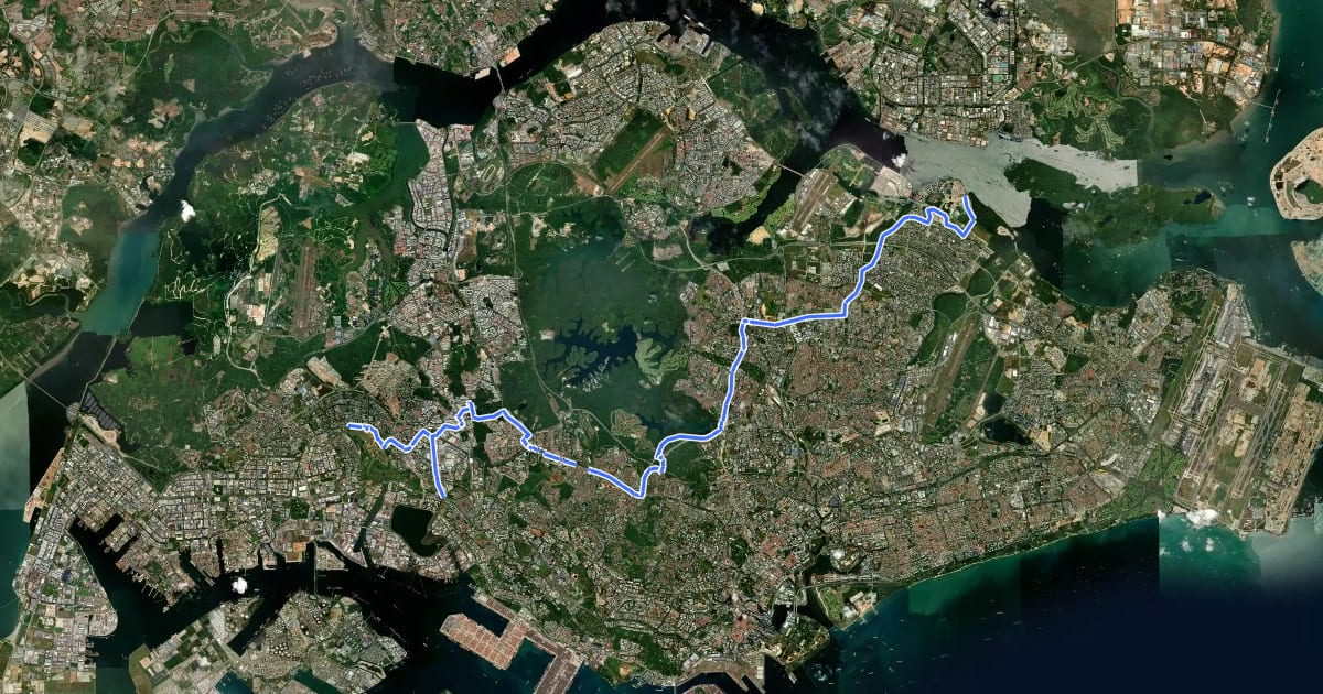 Маршрут Coast-to-Coast Trail на спутниковом снимке
