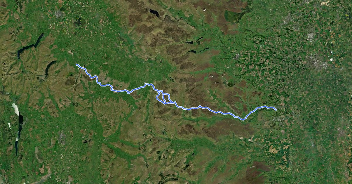 Маршрут Coast to Coast Walk (Shap to Richmond) на спутниковом снимке