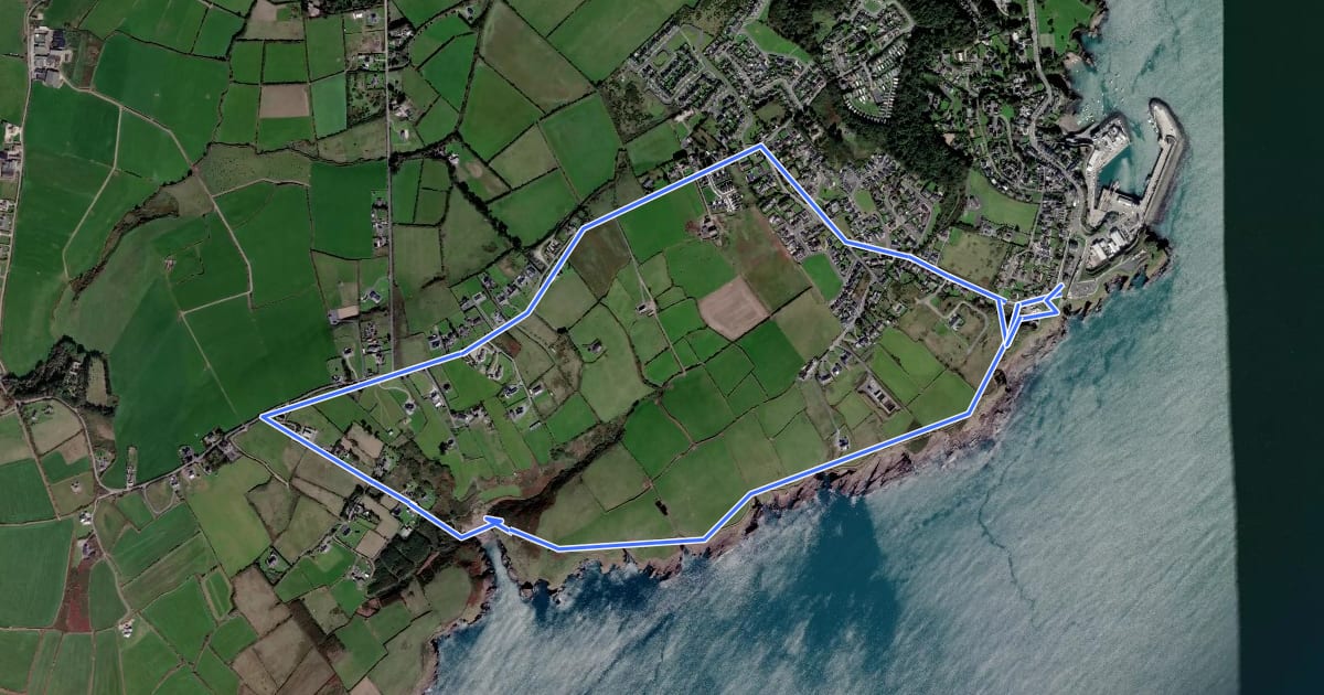 Маршрут Coast Walk, and road return на спутниковом снимке