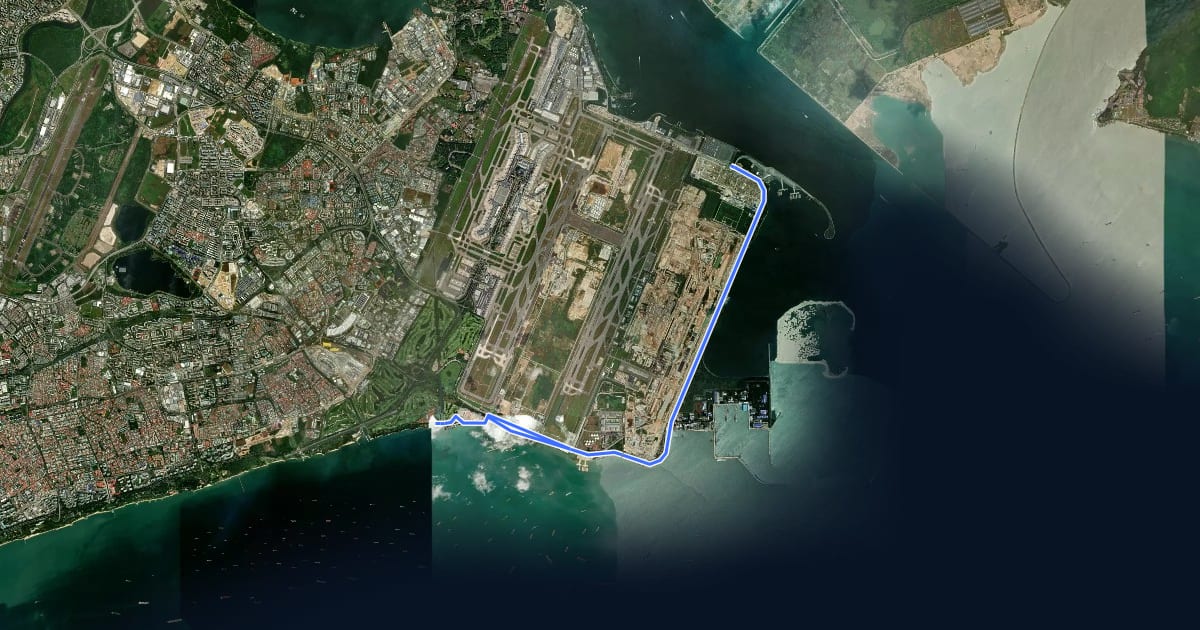 Маршрут Coastal Park Connector на спутниковом снимке