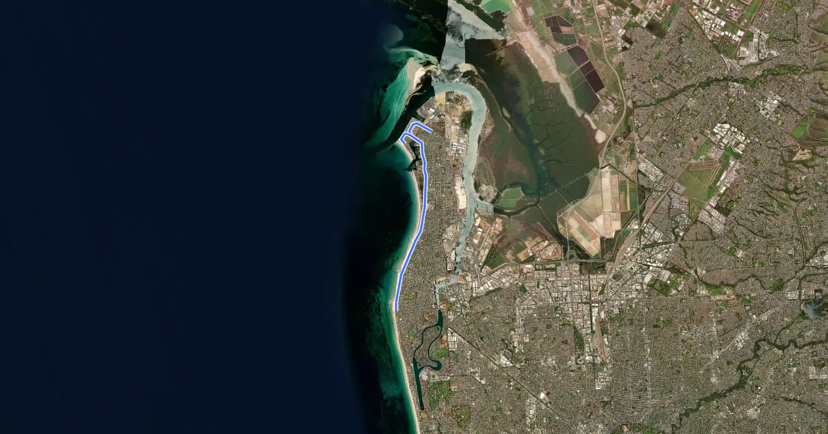 Маршрут Coastal Path на спутниковом снимке