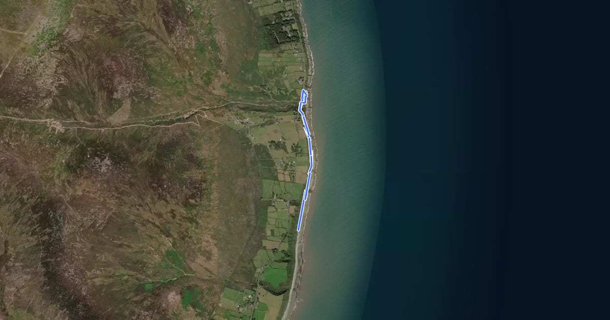 Маршрут Coastal Path Walk, Mournes на спутниковом снимке
