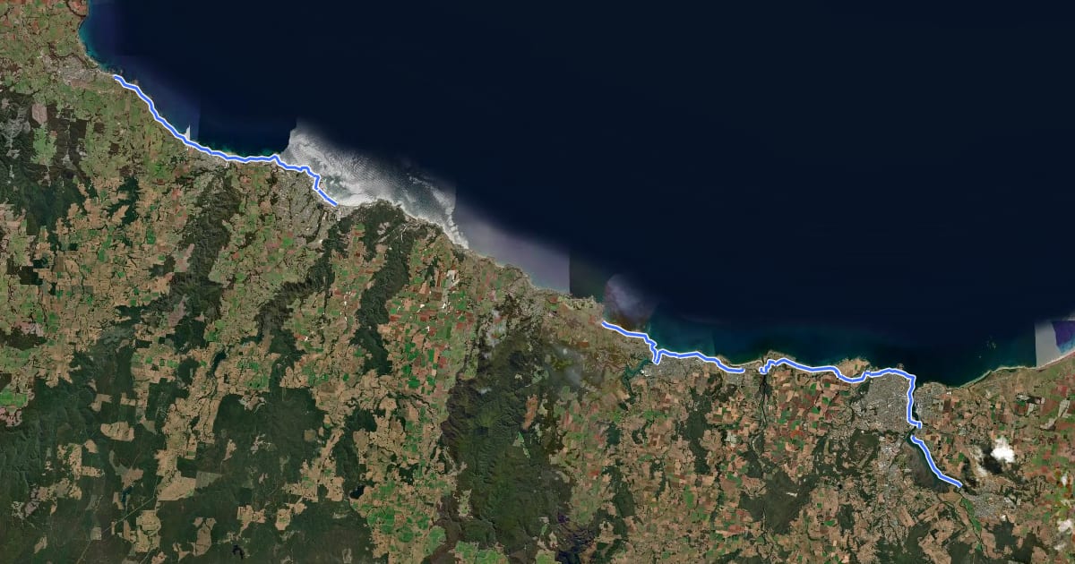 Маршрут Coastal Pathway на спутниковом снимке