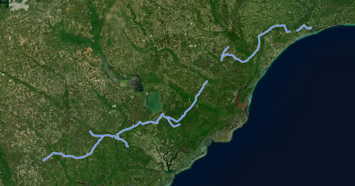 Маршрут Coastal Route на спутниковом снимке
