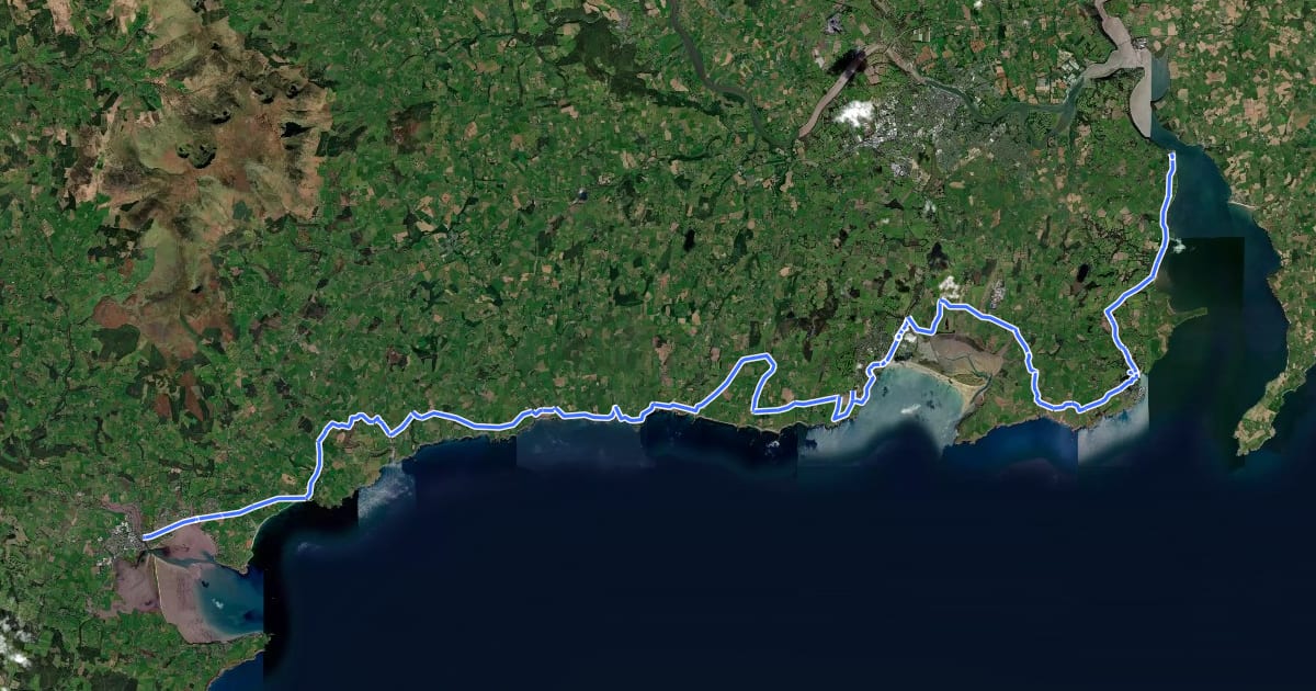 Маршрут Coastal Route на спутниковом снимке