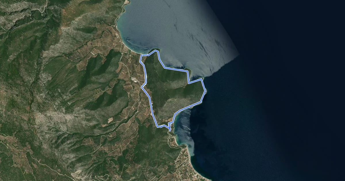 Маршрут Coastal trail Pera Tigani - Zaritsi на спутниковом снимке