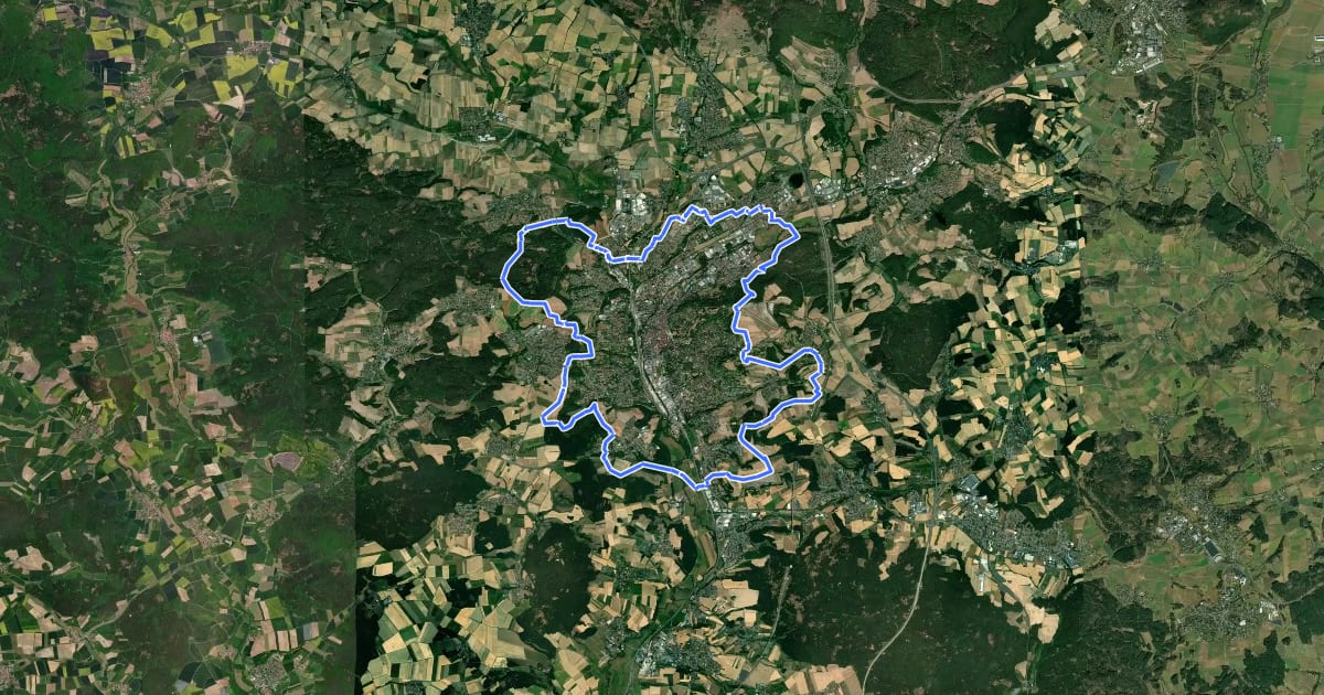 Маршрут Coburger Rundwanderweg на спутниковом снимке