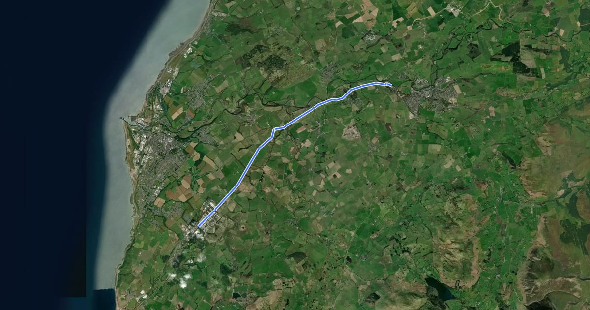 Маршрут Cockermouth<>Distingtion на спутниковом снимке