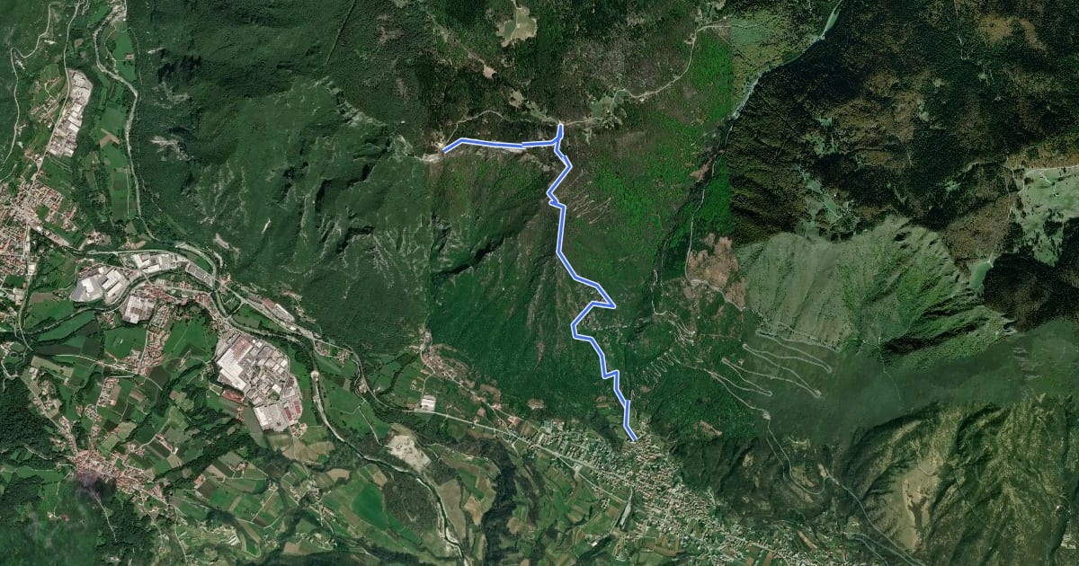 Маршрут Cogollo - Monte Cengio per Val Sengela на спутниковом снимке