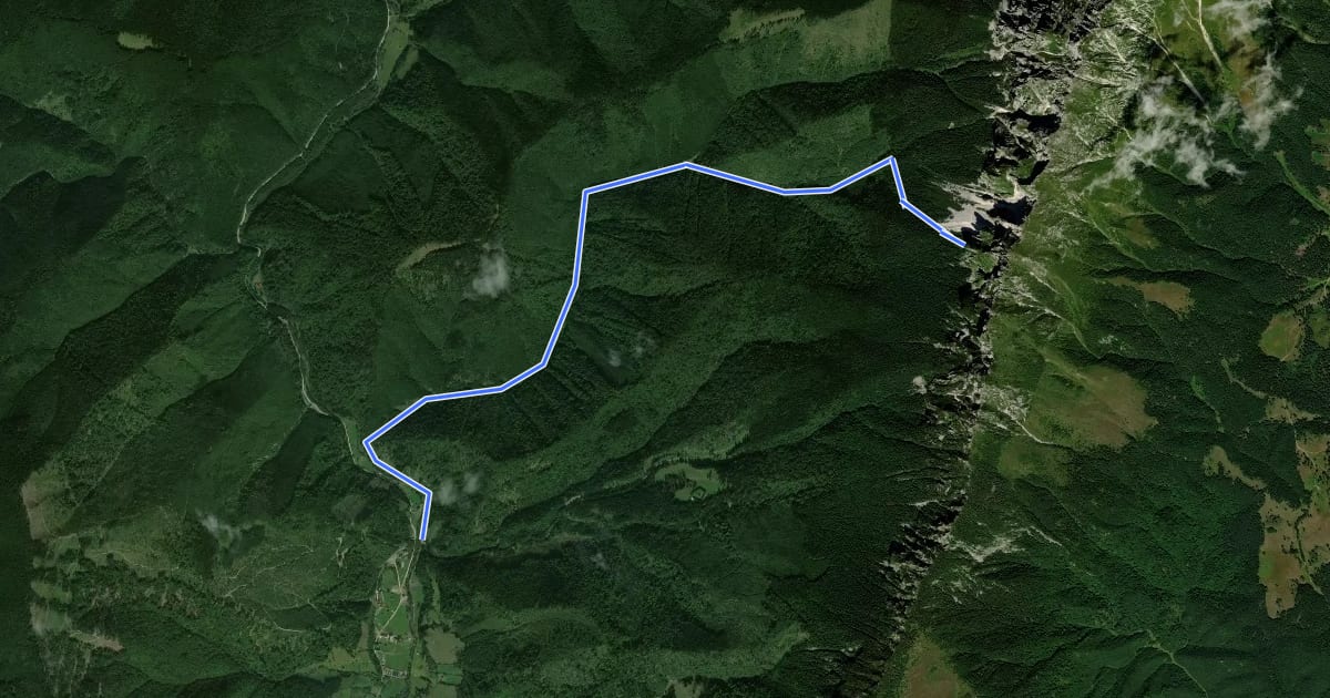 Маршрут Cojocaru-Cabana Garofița Pietrei Craiului-Marele Grohotiș на спутниковом снимке