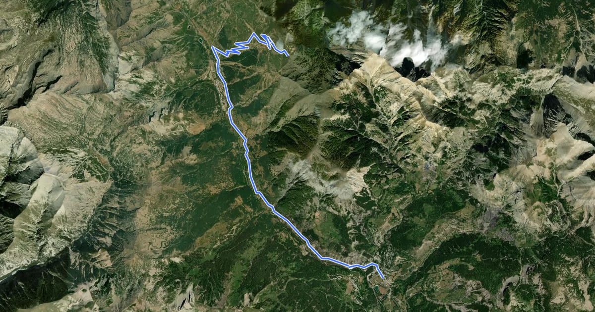 Маршрут Col d'Allos (2247 m ) depuis Allos на спутниковом снимке