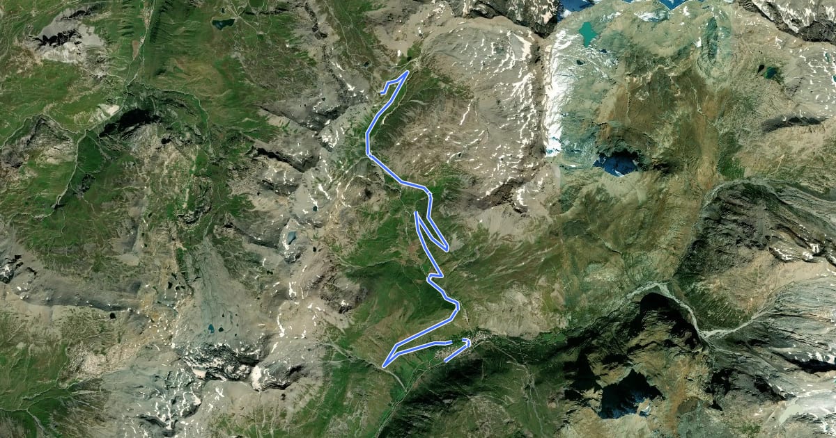 Маршрут Col de l'Iseran на спутниковом снимке