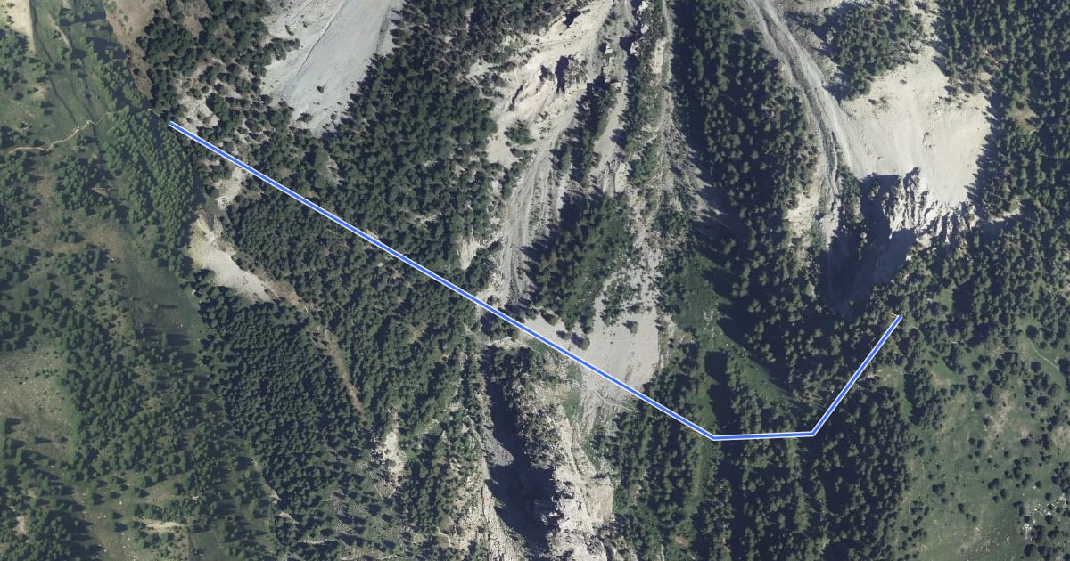 Маршрут Col de la Baisse - Plat d'Amiens et Lot des Ayourriers на спутниковом снимке