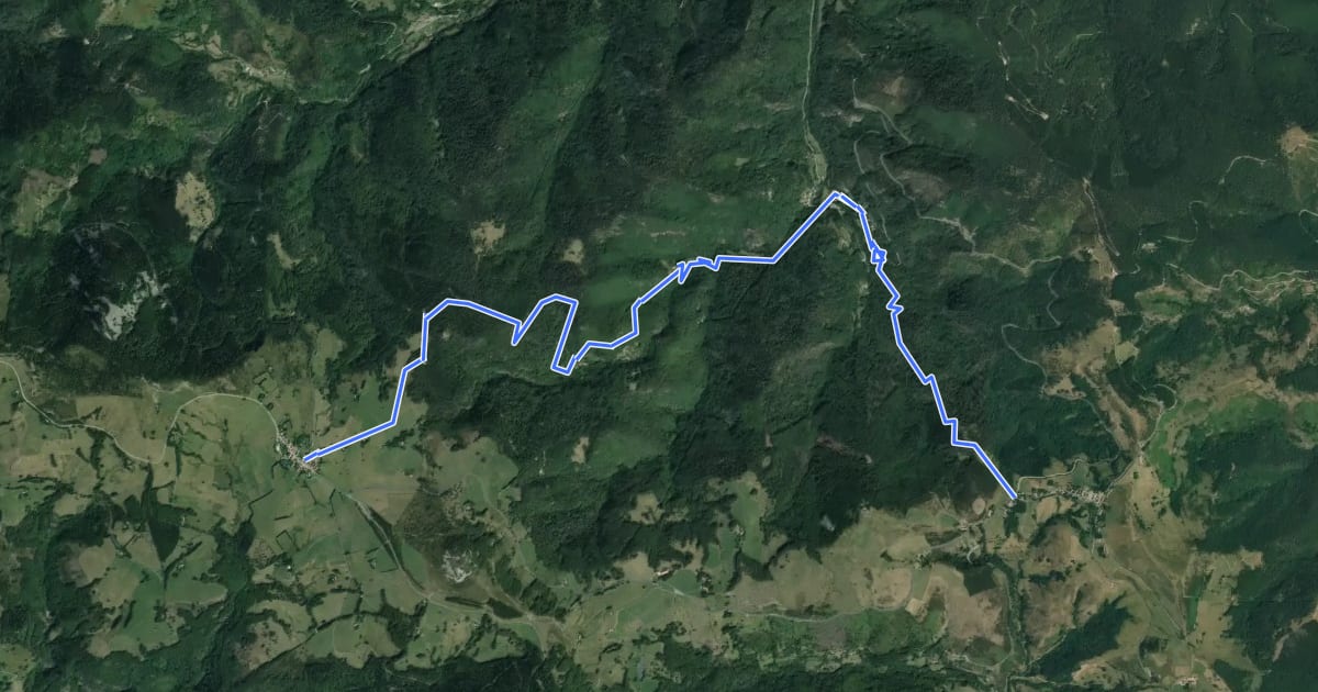 Маршрут Col de Mézilhac - Lachamp Raphaël на спутниковом снимке