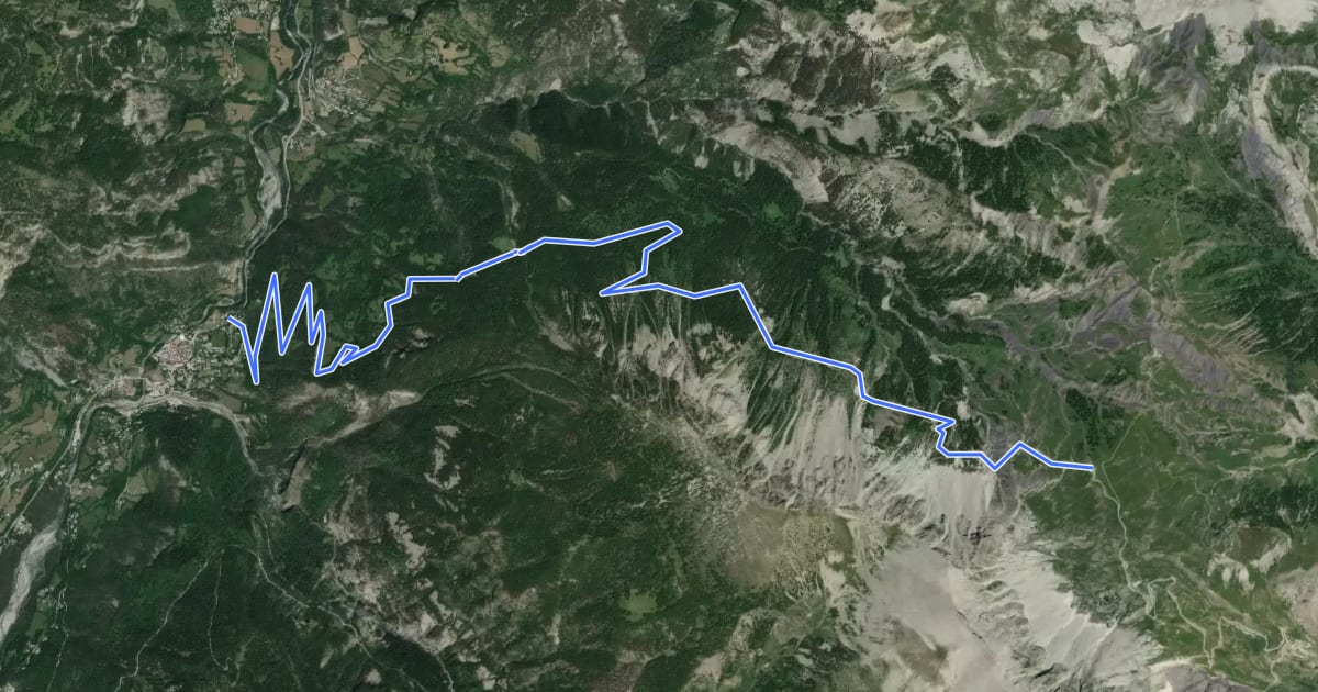 Маршрут Col des Champs (2090 m) depuis Colmars на спутниковом снимке