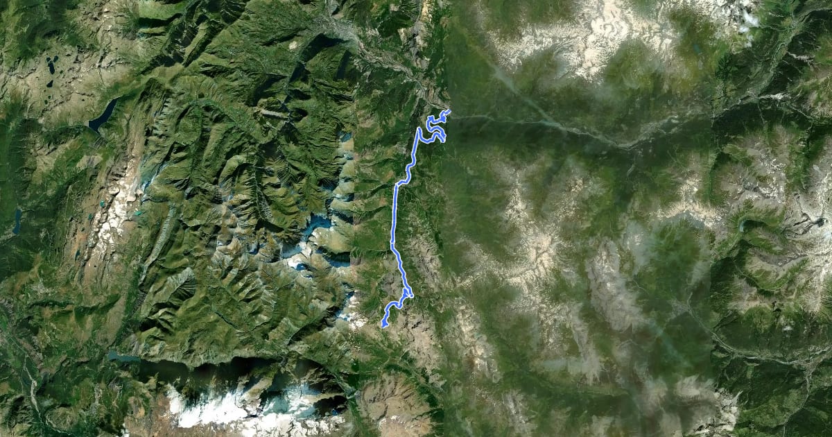 Маршрут Col du Galibier на спутниковом снимке
