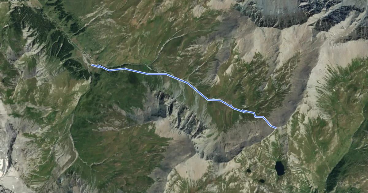 Маршрут Col du petit Malrif - Torrent de Pierre-Rouge на спутниковом снимке