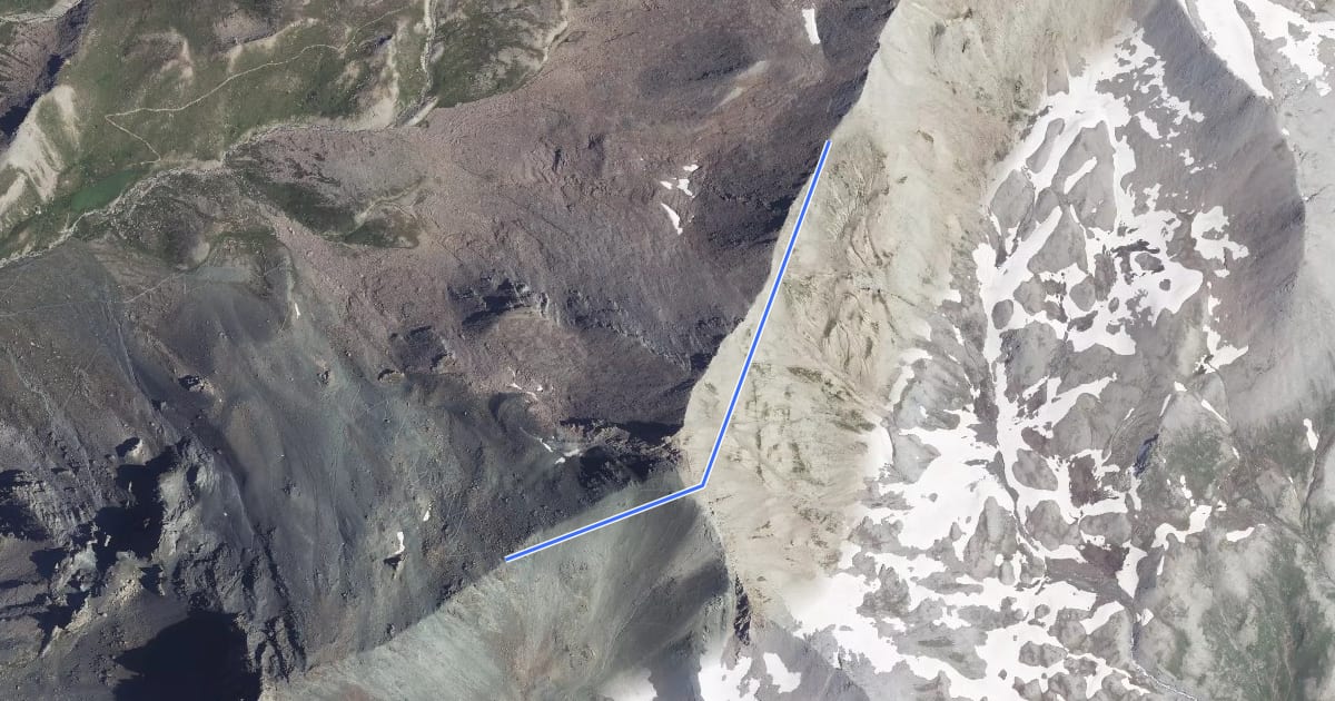 Маршрут Col Sud du Cristillan - Col Nord du Cristillan на спутниковом снимке