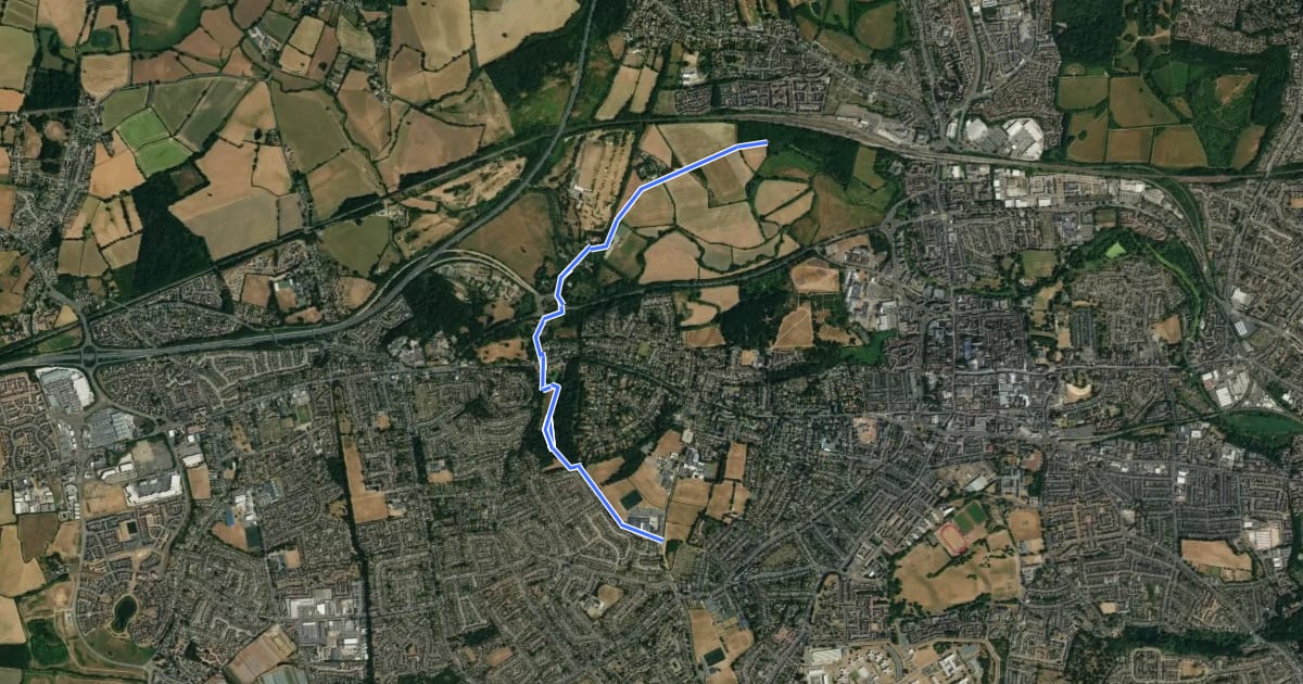 Маршрут Colchester Orbital West B на спутниковом снимке