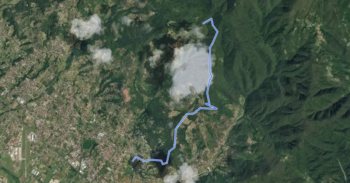 Маршрут Coll. VF - Olmarello - Sarticola – Monticello – C. Bertella на спутниковом снимке
