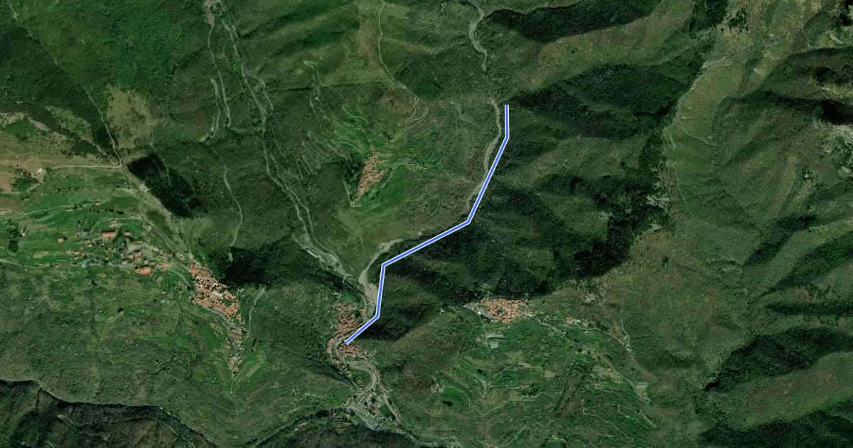 Маршрут Colla Piana - Molini di Triora на спутниковом снимке
