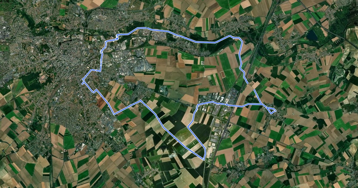 Маршрут Collines et plaines d'Artois 14-18 на спутниковом снимке