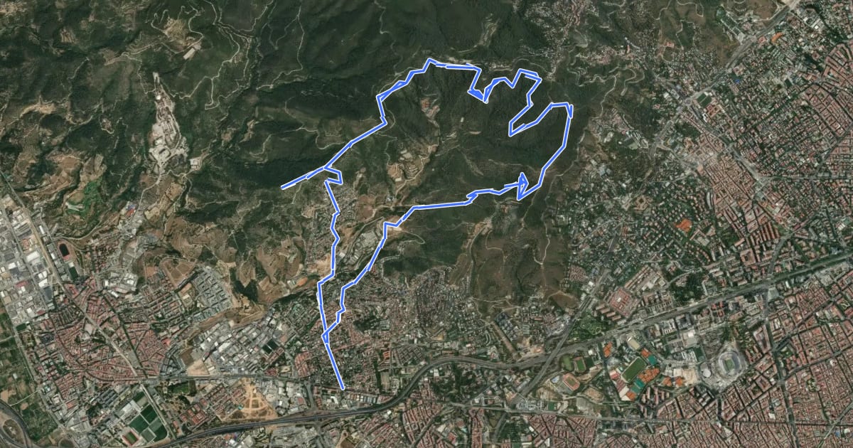Маршрут Collserola des de Sant Just на спутниковом снимке