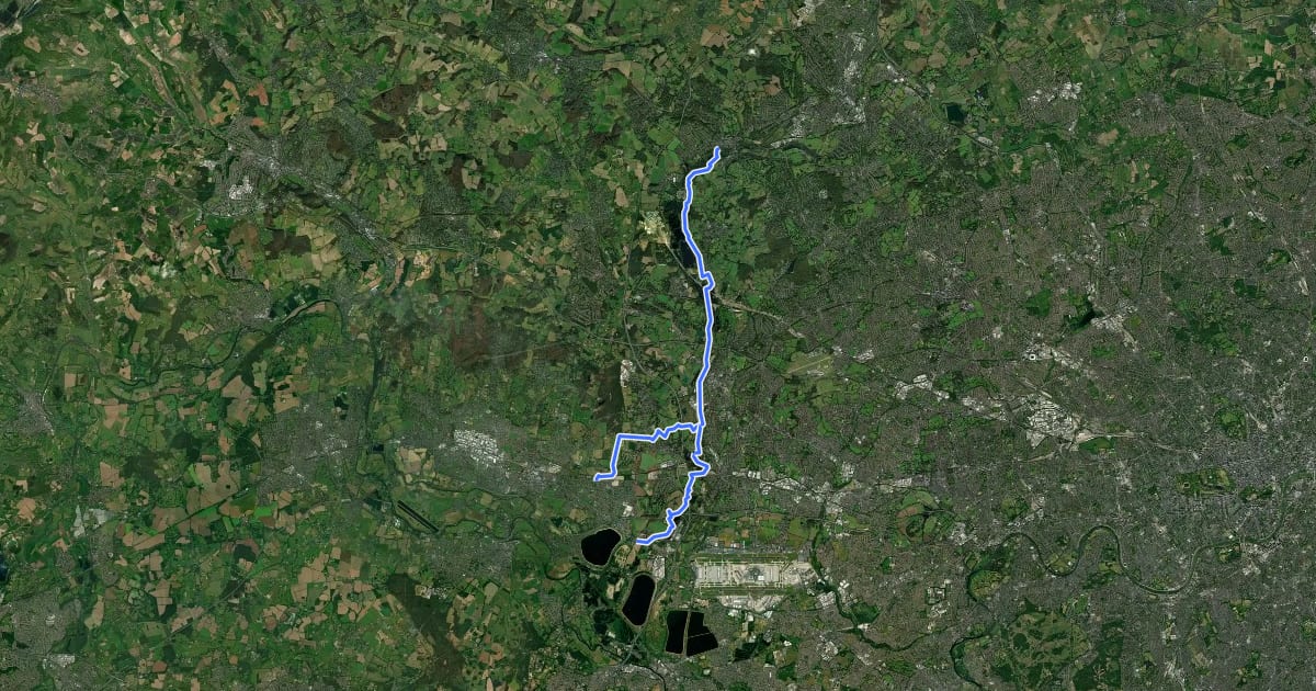 Маршрут Colne Valley Trail на спутниковом снимке