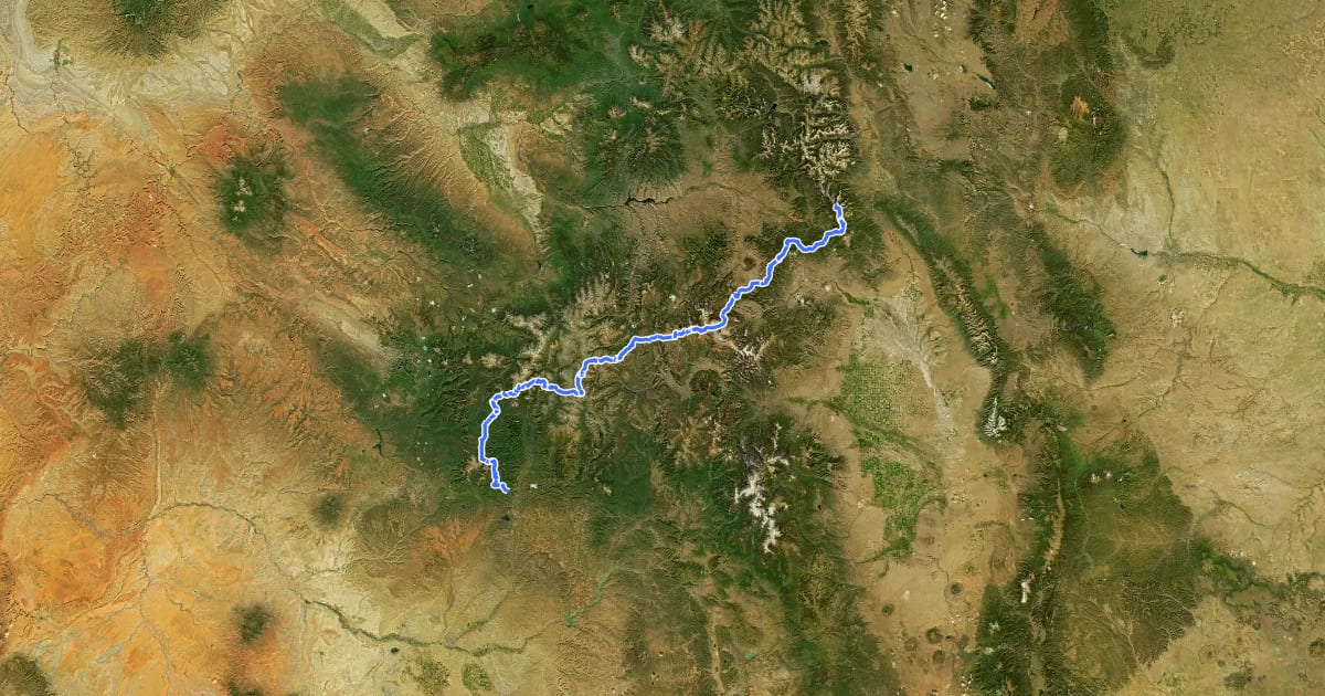 Маршрут Colorado Trail на спутниковом снимке