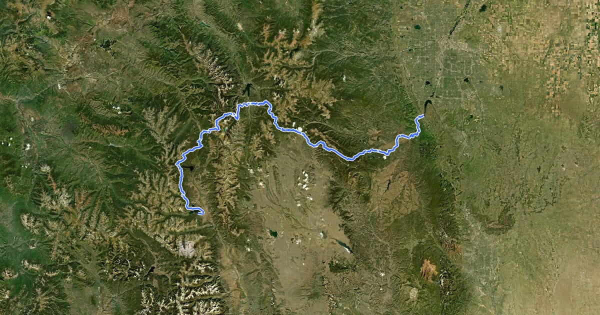 Маршрут Colorado Trail на спутниковом снимке