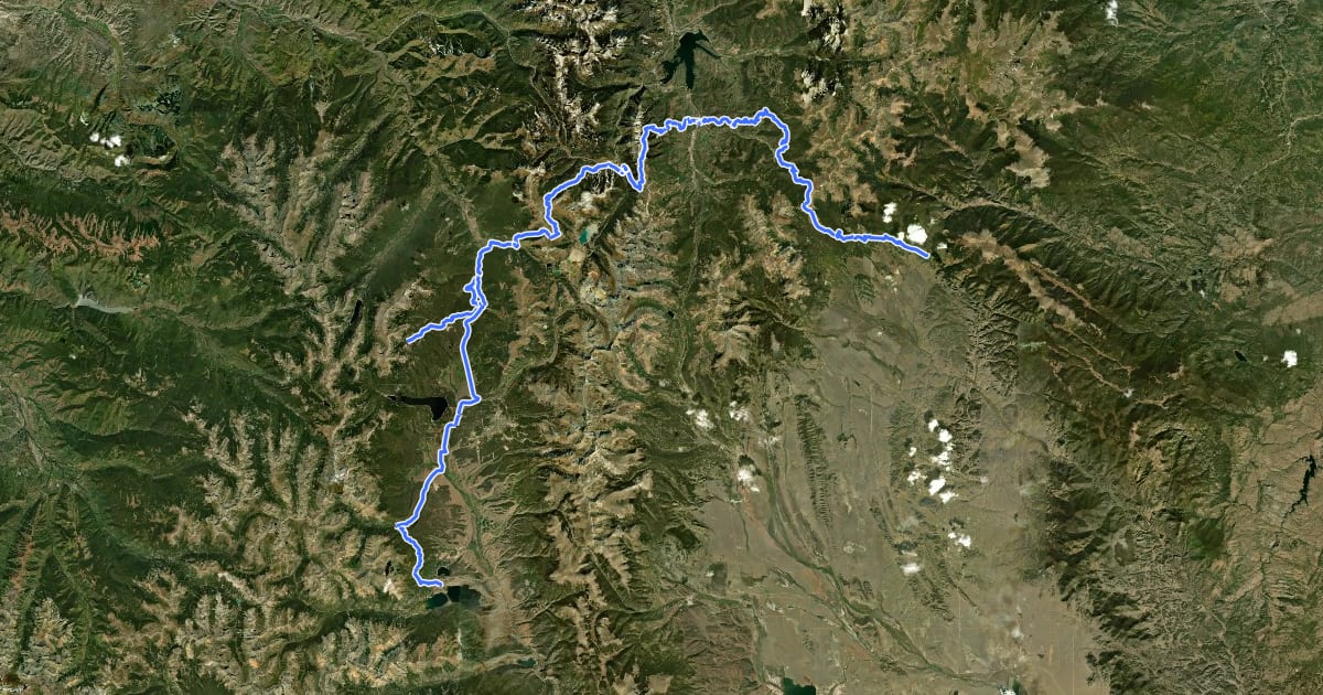 Маршрут Colorado Trail segment 7 на спутниковом снимке