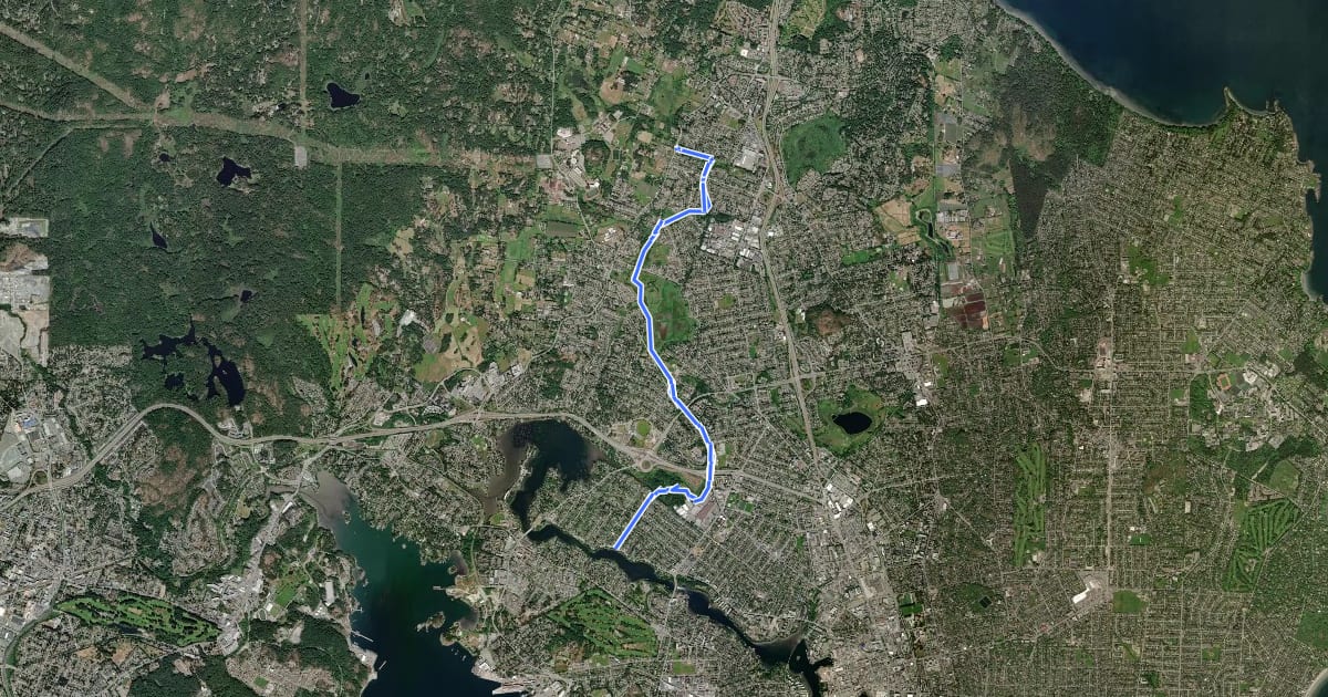 Маршрут Colquitz River Trail на спутниковом снимке