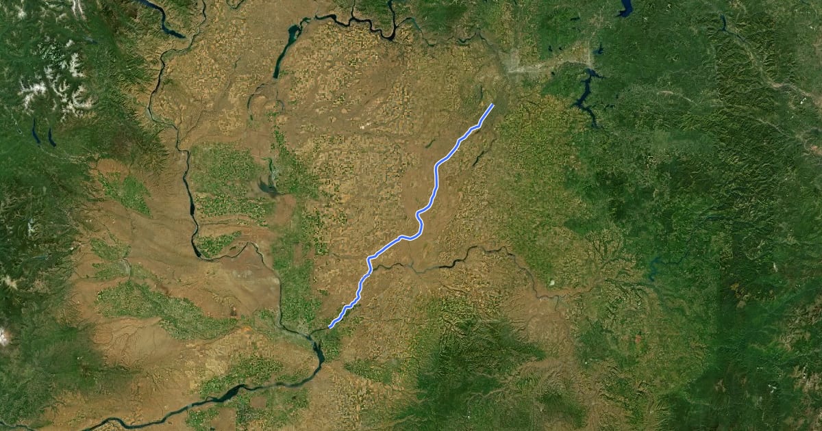Маршрут Columbia Plateau Trail на спутниковом снимке