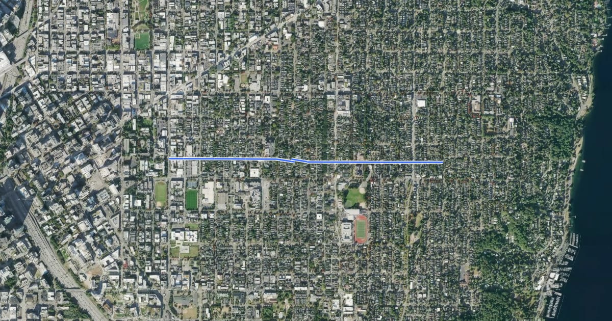 Маршрут Columbia Street Greenway на спутниковом снимке
