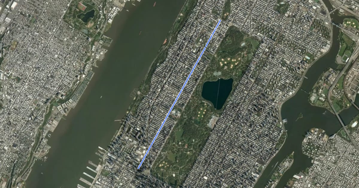 Маршрут Columbus Avenue на спутниковом снимке