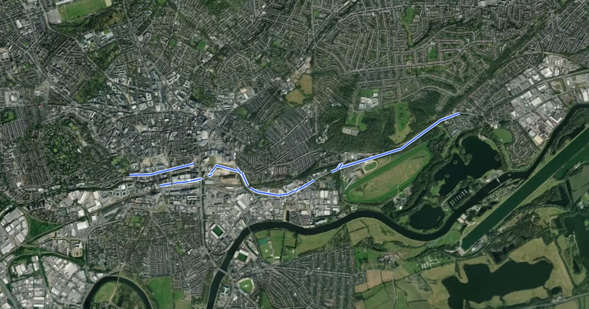 Маршрут Colwick <> City Centre на спутниковом снимке